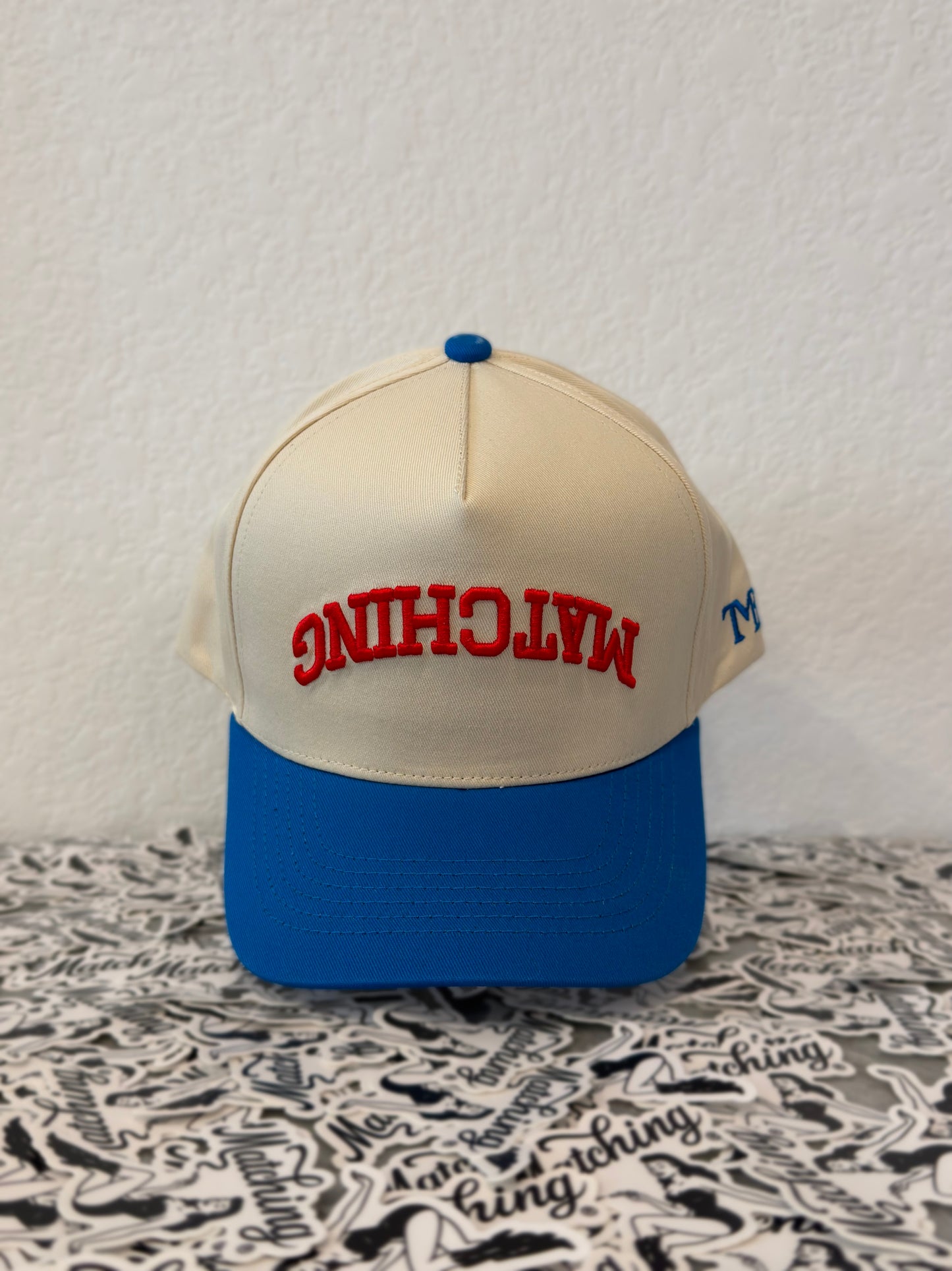 Matching® Cream and Blue Upside-Down Trucker