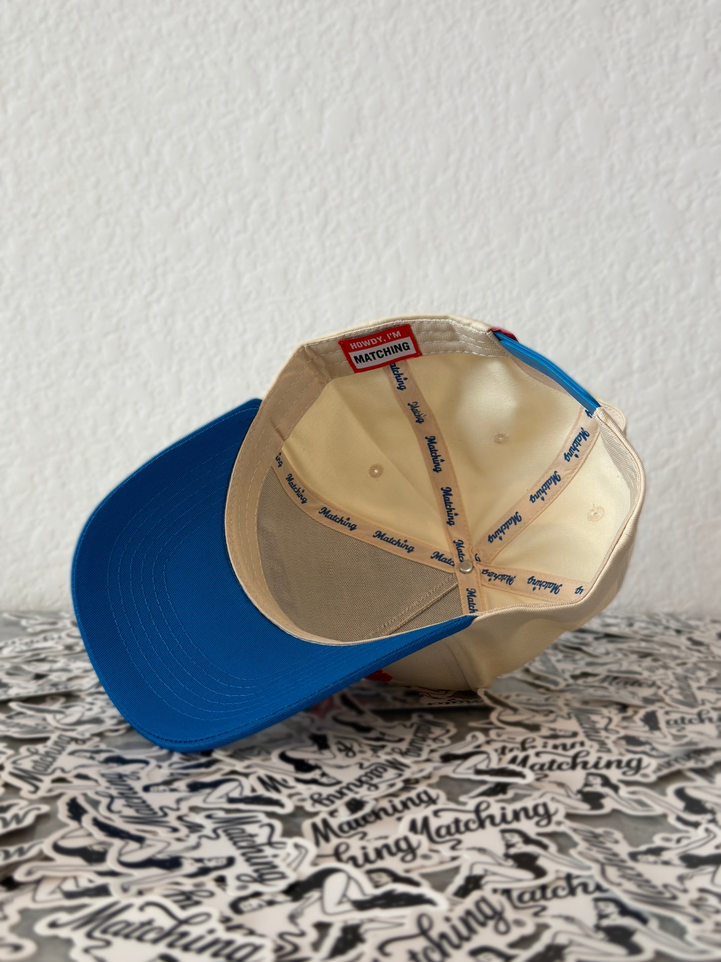 Matching® Cream and Blue Upside-Down Trucker