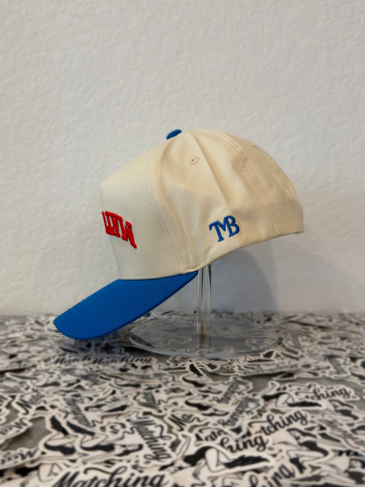Matching® Cream and Blue Upside-Down Trucker